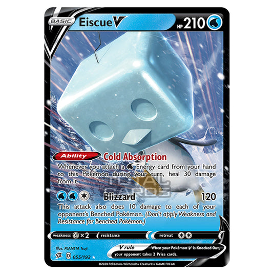 eiscue v pokemon card price 055/192 Rebel Clash - NM Ultra Rare Full Art Paldea Evolved Singles Eiscue V - SWSH02: Rebel