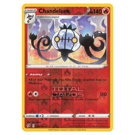 Pokemon - Sword & Shield - Rebel Clash - Chandelure - 033/192 - (Reverse Holo)