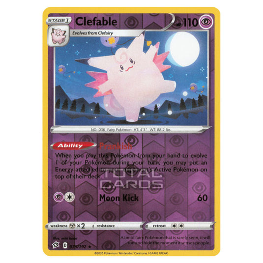 Pokemon - Sword & Shield - Rebel Clash - Clefable - 075/192 - (Reverse Holo)