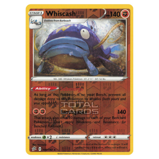 Pokemon - Sword & Shield - Rebel Clash - Whiscash - 100/192 - (Reverse Holo)