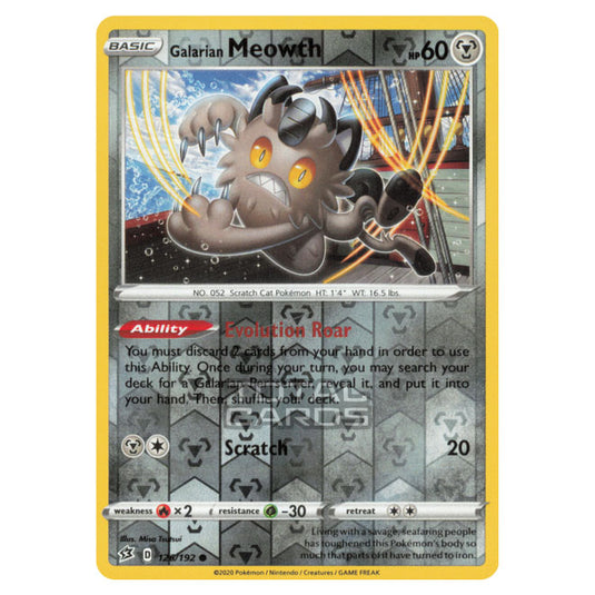 Pokemon - Sword & Shield - Rebel Clash - Galarian Meowth - 126/192 - (Reverse Holo)