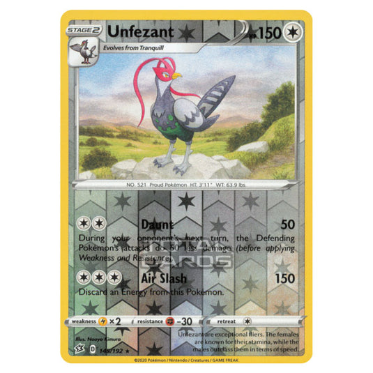 Pokemon - Sword & Shield - Rebel Clash - Unfezant - 145/192 - (Reverse Holo)