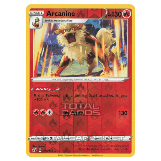 Pokemon - Sword & Shield - Rebel Clash - Arcanine - 028/192 - (Reverse Holo)