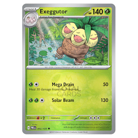 Exeggutor 002 Reverse Holo Master Ball card from the Pokemon set Prismatic Evolutions