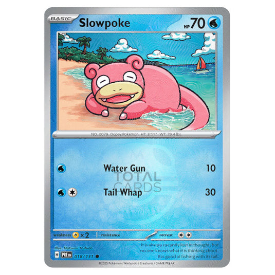 Slowpoke 018 Reverse Holo Master Ball card from the Pokemon set Prismatic Evolutions