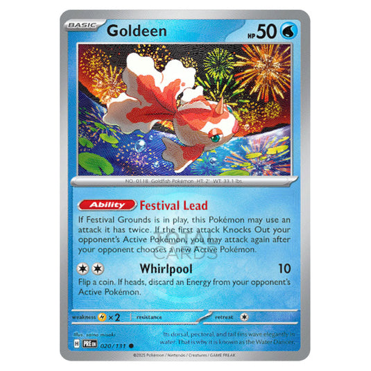 Goldeen 020 Reverse Holo Master Ball card from the Pokemon set Prismatic Evolutions