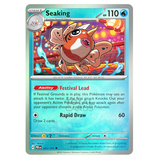 Seaking 021 Reverse Holo Master Ball card from the Pokemon set Prismatic Evolutions