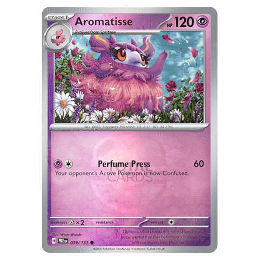 Aromatisse 039 Reverse Holo Master Ball card from the Pokemon set Prismatic Evolutions