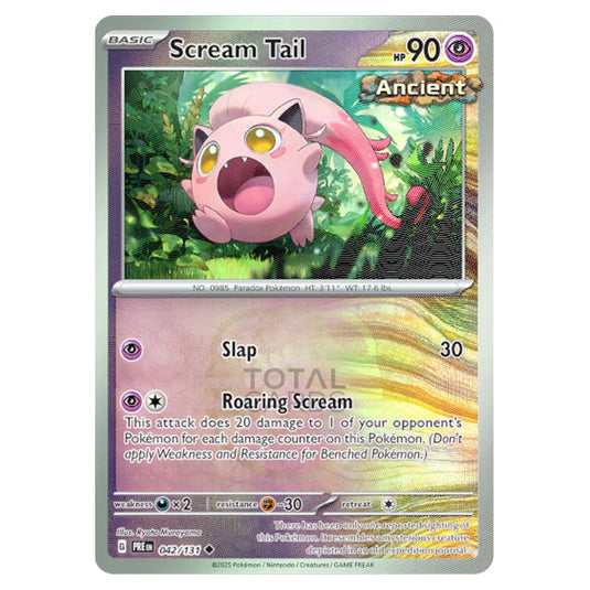 Scream Tail 042 Reverse Holo Master Ball card from the Pokemon set Prismatic Evolutions
