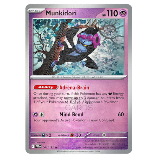 Munkidori 044 Reverse Holo Master Ball card from the Pokemon set Prismatic Evolutions