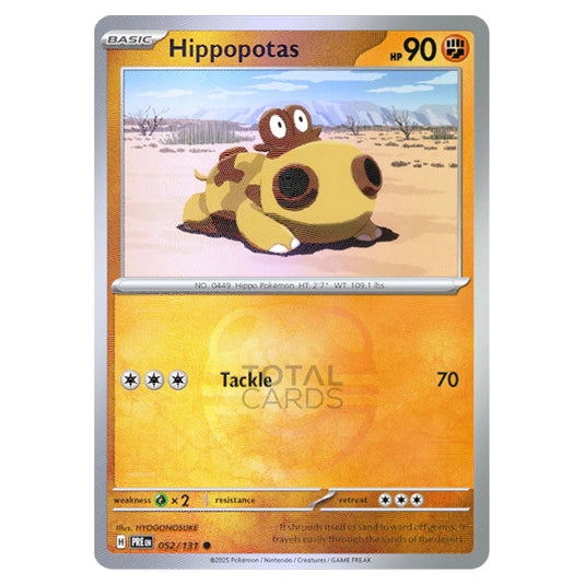 Hippopotas 052 Reverse Holo Master Ball card from the Pokemon set Prismatic Evolutions