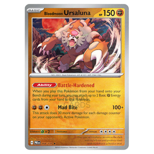 Bloodmoon Ursaluna 054 Reverse Holo Master Ball card from the Pokemon set Prismatic Evolutions