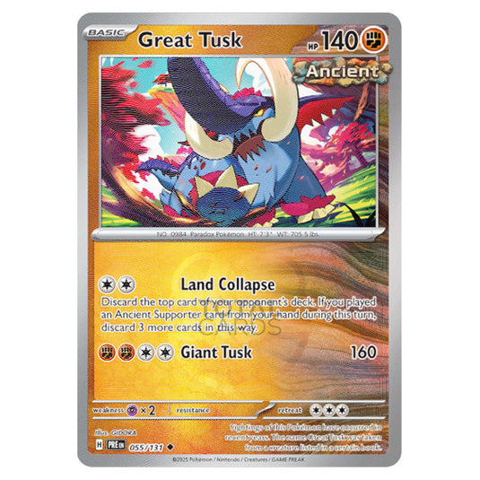 Great Tusk 055 Reverse Holo Master Ball card from the Pokemon set Prismatic Evolutions