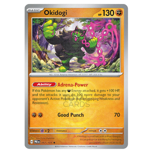 Okidogi 057 Reverse Holo Master Ball card from the Pokemon set Prismatic Evolutions