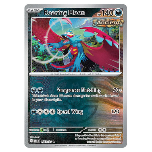 Roaring Moon 065 Reverse Holo Master Ball card from the Pokemon set Prismatic Evolutions