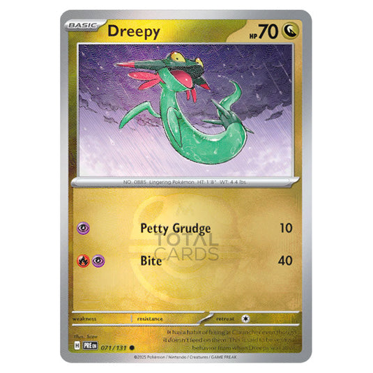 Dreepy 071 Reverse Holo Master Ball card from the Pokemon set Prismatic Evolutions