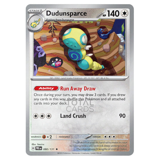 Dudunsparce 080 Reverse Holo Master Ball card from the Pokemon set Prismatic Evolutions