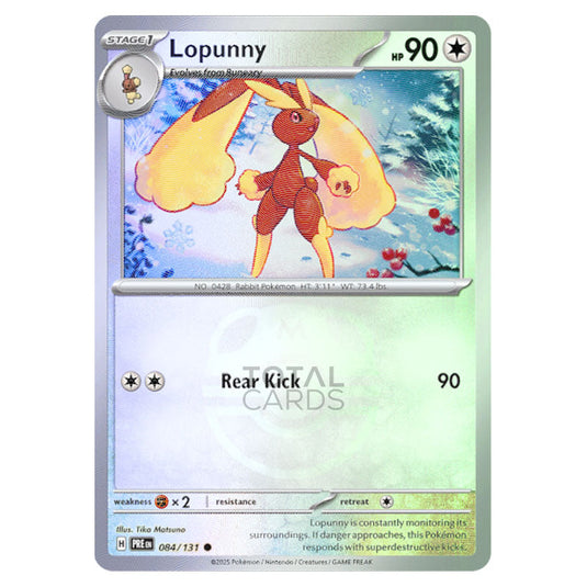 Lopunny 084 Reverse Holo Master Ball card from the Pokemon set Prismatic Evolutions