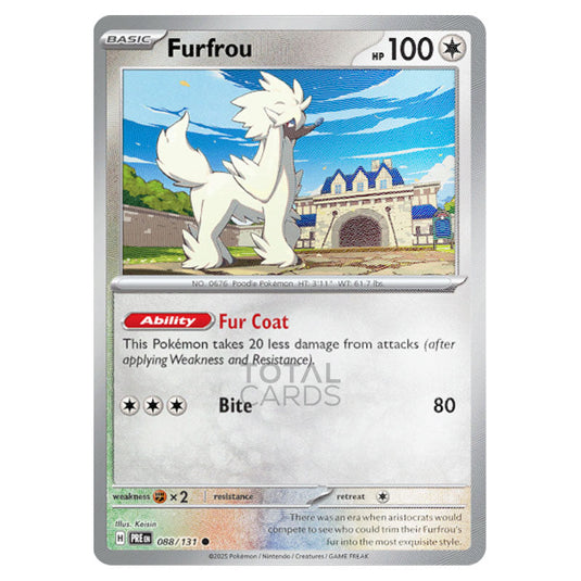 Furfrou 088 Reverse Holo Master Ball card from the Pokemon set Prismatic Evolutions