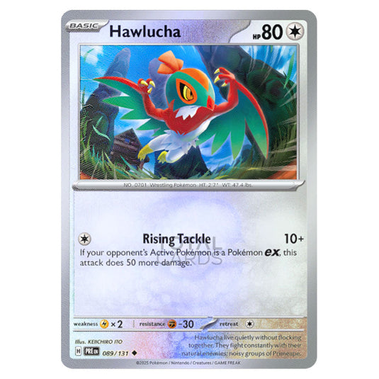 Hawlucha 089 Reverse Holo Master Ball card from the Pokemon set Prismatic Evolutions