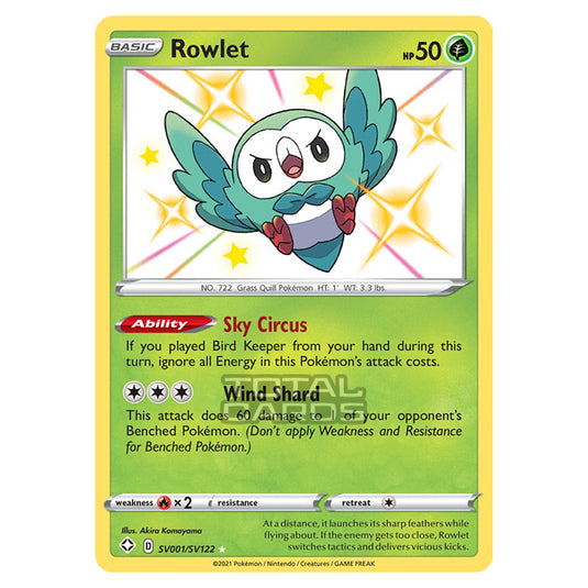 Pokemon - Sword & Shield - Shining Fates - Rowlet - SV001/SV122