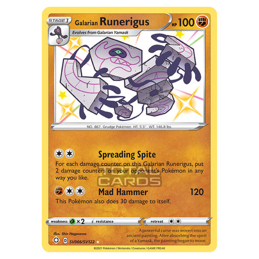 Pokemon - Sword & Shield - Shining Fates - Galarian Runerigus - SV066/SV122