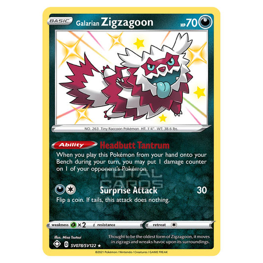 Pokemon - Sword & Shield - Shining Fates - Galarian Zigzagoon - SV078/SV122