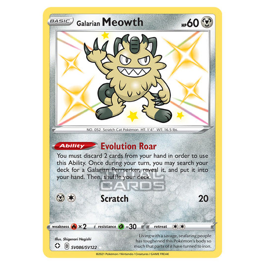 Pokemon - Sword & Shield - Shining Fates - Galarian Meowth - SV086/SV122