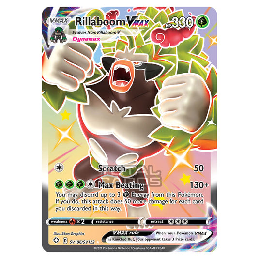 Pokemon - Sword & Shield - Shining Fates - Rillaboom VMAX - SV106/SV12 Pokemon - Sword & Shield - Shining Fates - Rillaboom VMAX - SV106/SV12