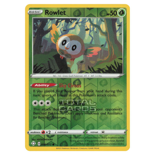 Pokemon - Sword & Shield - Shining Fates - Rowlet - 006/72 - (Reverse Holo)