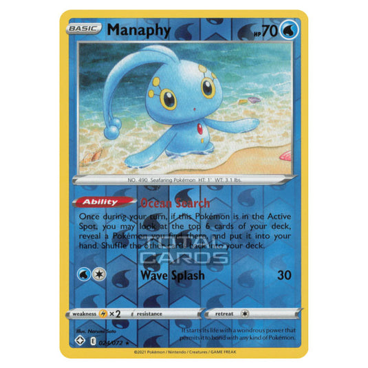 Pokemon - Sword & Shield - Shining Fates - Manaphy - 024/72 - (Reverse Holo)