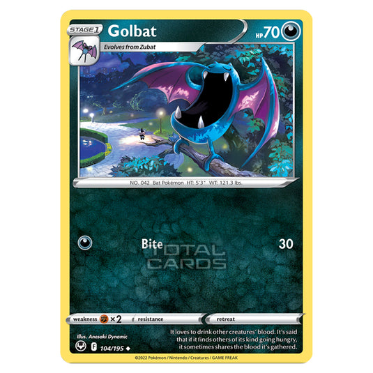 Pokemon - Sword & Shield - Silver Tempest - Golbat - 104/195 Pokemon - Sword & Shield - Silver Tempest - Golbat - 104/195