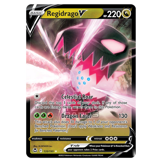 Pokemon - Sword & Shield - Silver Tempest - Regidrago V - 135/195 Pokemon - Sword & Shield - Silver Tempest - Regidrago V - 135/195