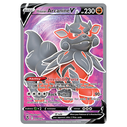 Pokemon - Sword & Shield - Silver Tempest - Hisuian Arcanine V - 179/195