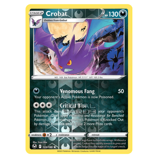 Pokemon - Sword & Shield - Silver Tempest - Crobat - 105/195 - (Reverse Holo)