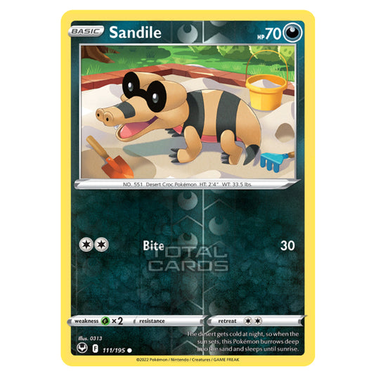 Pokemon - Sword & Shield - Silver Tempest - Sandile - 111/195 - (Reverse Holo)