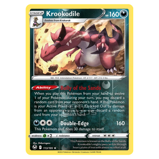 Pokemon - Sword & Shield - Silver Tempest - Krookodile - 113/195 - (Reverse Holo)