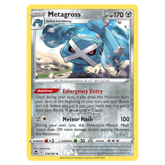 Pokemon - Sword & Shield - Silver Tempest - Metagross - 119/195 - (Reverse Holo)