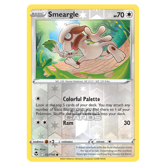 Pokemon - Sword & Shield - Silver Tempest - Smeargle - 137/195 - (Reverse Holo)