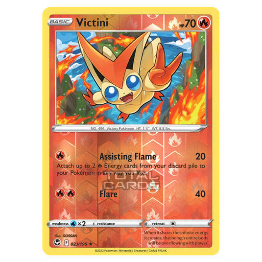 Pokemon - Sword & Shield - Silver Tempest - Victini - 23/195 - (Reverse Holo)