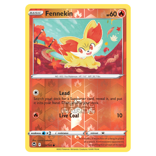 Pokemon - Sword & Shield - Silver Tempest - Fennekin - 25/195 - (Reverse Holo)