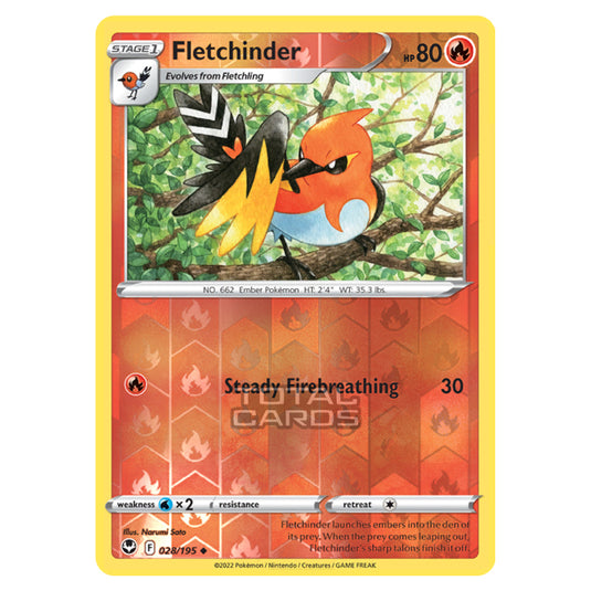 Pokemon - Sword & Shield - Silver Tempest - Fletchinder - 28/195 - (Reverse Holo)