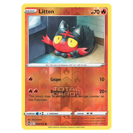 Pokemon - Sword & Shield - Silver Tempest - Litten - 30/195 - (Reverse Holo)