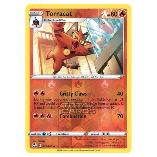 Pokemon - Sword & Shield - Silver Tempest - Torracat - 31/195 - (Reverse Holo)