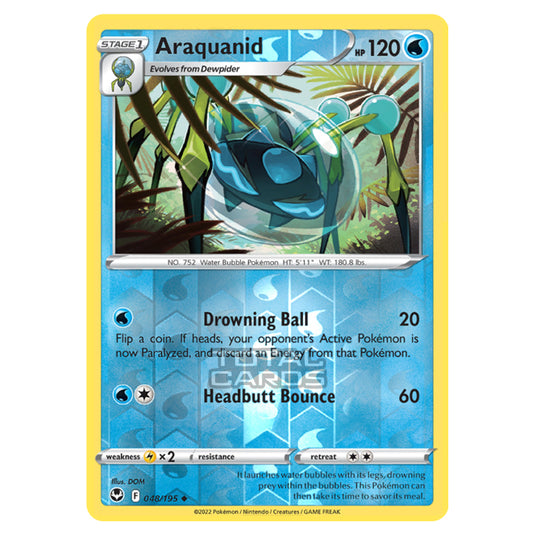 Pokemon - Sword & Shield - Silver Tempest - Araquanid - 48/195 - (Reverse Holo)