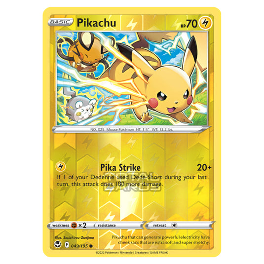 Pokemon - Sword & Shield - Silver Tempest - Pikachu - 49/195 - (Reverse Holo)