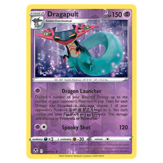 Pokemon - Sword & Shield - Silver Tempest - Dragapult - 89/195 - (Reverse Holo)