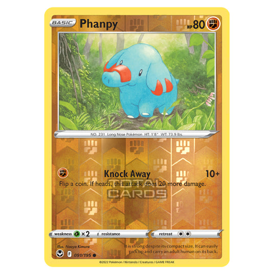 Pokemon - Sword & Shield - Silver Tempest - Phanpy - 91/195 - (Reverse Pokemon - Sword & Shield - Silver Tempest - Phanpy - 91/195 - (Reverse