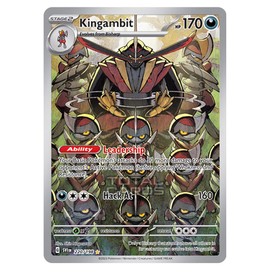 kingambit pokemon card price Pokmon Trading Game: Scarlet & Violet Leadership Damage from your Basic Pokemons attacks deal 30 more damage to your opponents Active Pokemon Pokemon Scarlet & Violet Base
