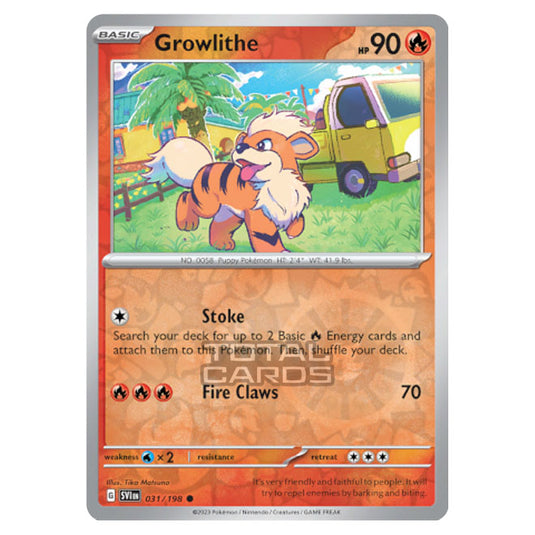 Pokemon - Scarlet & Violet - Base Set - Growlithe - 031/198 - (Reverse Holo)